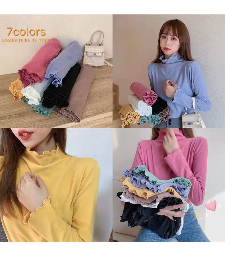 Осенне-зимняя женская эластичная нижняя рубашка, однотонная спортивная рубашка с коротким рукавом и высоким воротом, высокоэластичная футболка с длинными рукавами