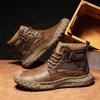 Ручная строчка Кожаные мужские ботинки Спилок Повседневная кожаная обувь Мужские ботильоны