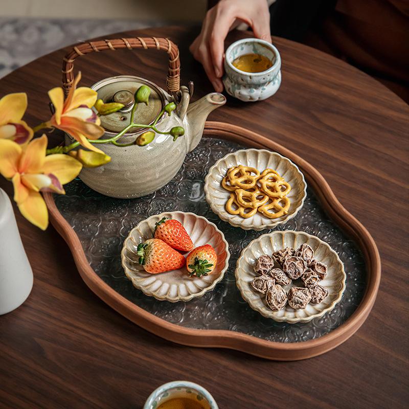 Ретро Тарелка со вкусом лепестков Fangchu Японская Тарелка Керамическая Маленькая Тарелка Соусник для Барбекю Экспорт