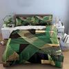 Green and gold stripes. Bedding sets Duvet cover sets Duvet covers Pillowcases(1*Duvet Cover 2*Pillowcases without duvet insert)