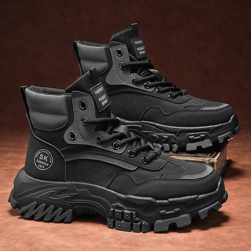 2025 New Spring Fashion Men's Shoes High-top Dad Shoes Men's Outdoor Versatile Lace-up Teen Martin Boots Men