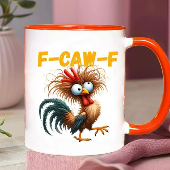 Персонализированная кружка F-Caw-F Chicken 15 унций керамическая кофейная чашка смешной петух фермерское животное юмор кружка многоразовая подходит для мытья в посудомоечной машине и микроволновой печи посуда для напитков