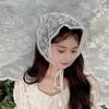 1 Pcs 1950s Retro Lace Scarf Triangle Neck Scarf Embroidered Lace Wrap Hair Wrap,Floral Crochet Hair Bandanas for Women Girls