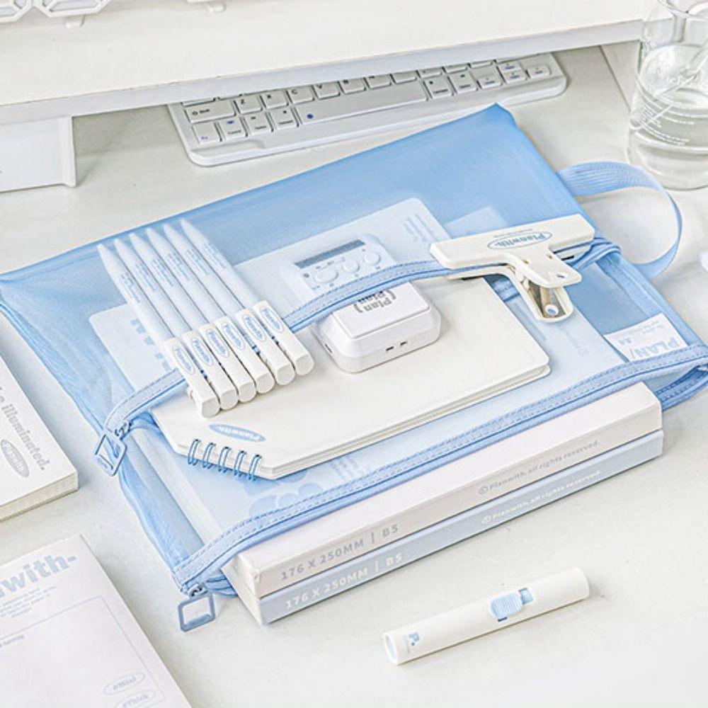 Transparent Test Paper Storage Bag Solid Color File Folder Bag File Pocket School Office Supplies