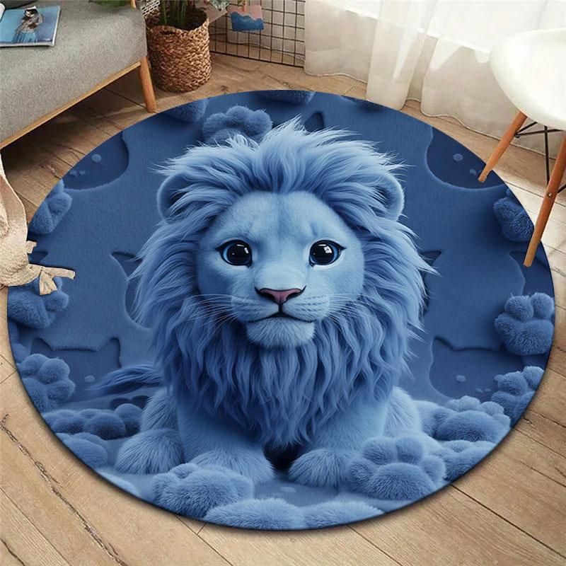 Furryanimals Round Area Rug,Carpet Rug for Living Room Bedroom Sofa Playroom Decor,Non slip Floor Mat