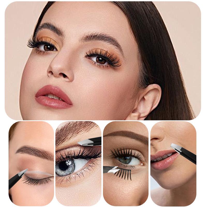 Набор пинцетов для бровей ZIKOKO: Черные инструменты из нержавеющей стали для идеального ухода — включая бороду, брови и ресницы.