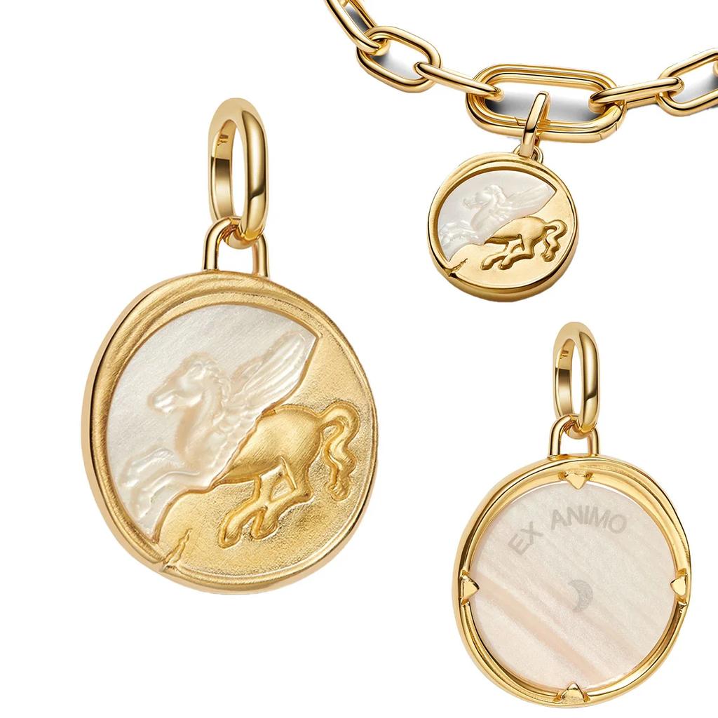 Аутентичные Медные Золотистые Круглые Шармы Лошадь Лев Замок Бусины Браслет Ожерелья Женский Рождество Хэллоуин DIY Подарок