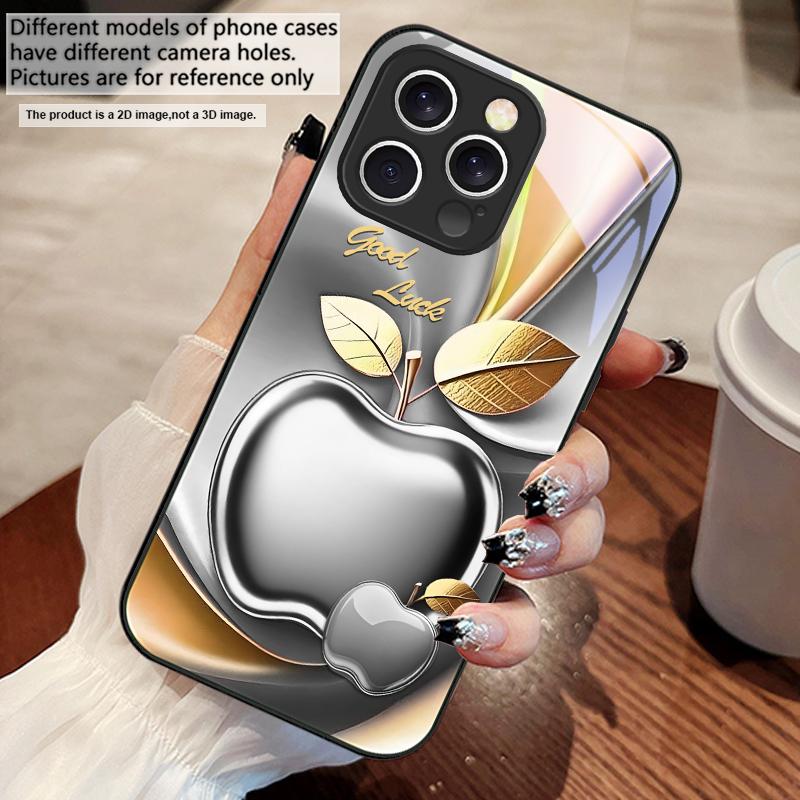 Apple Золотые листья для iPhone 16 E 15 14 13 Plus 12 mini 11 Pro Max XR Xs Max 16E X 7 8 6 6S 2022 Чехол для телефона из закаленного стекла