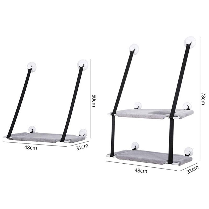 Window Suction Cat Hammock Space Saving Wall Mounted Pet Bed Double Layer Perch Sturdy Fabric Indoor Cat Lounger Easy Install Pet Resting Spot
