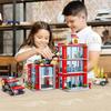 City Fire Station Ladder Truck Helicopter Car Rescue Boat Firefighter Figure Aircraft Model Moc Building Blocks Toy For Boy Gift