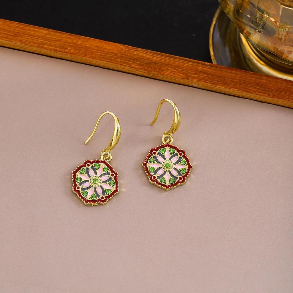 Винтажные серьги-ромбы в геометрическом стиле «Сад Моне»: Роскошный дизайн в китайском стиле