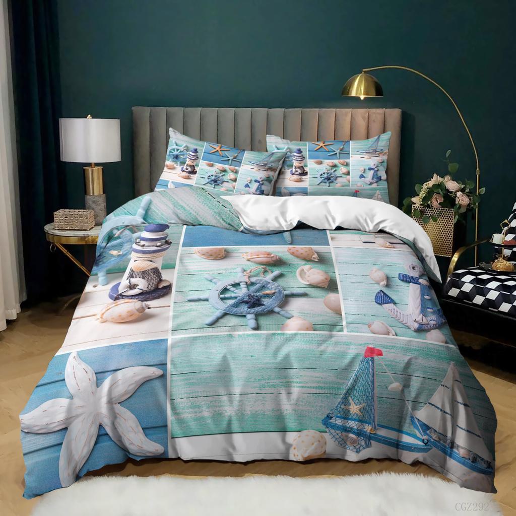 Beach Starfish Quilt Cover Three-Piece Digital Printing Pillowcase Bedding