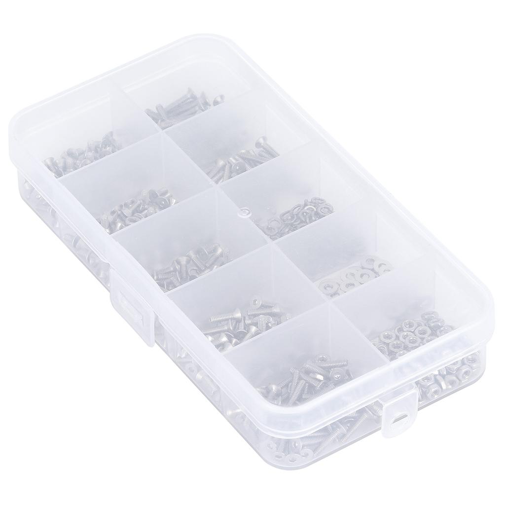 600PCS Stainless Steel Countersunk Hex Socket Bolts Hex Nuts Washers Assortment Set