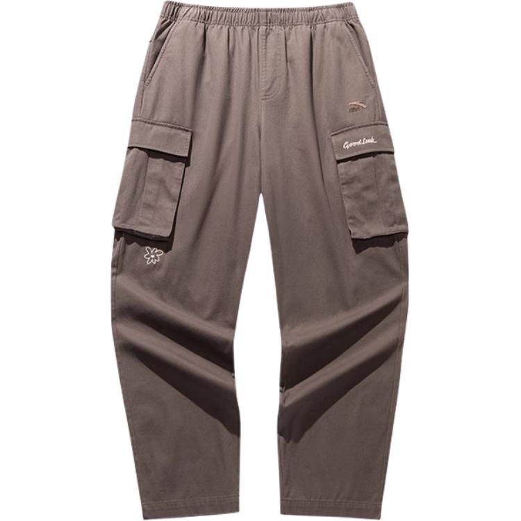 Anta Хорошие вещи случаются Однотонные Со средней посадкой Удобные Дышащие Универсальные Свободные Брюки карго Унисекс Брюки Коричневато-желтый 972518502-2