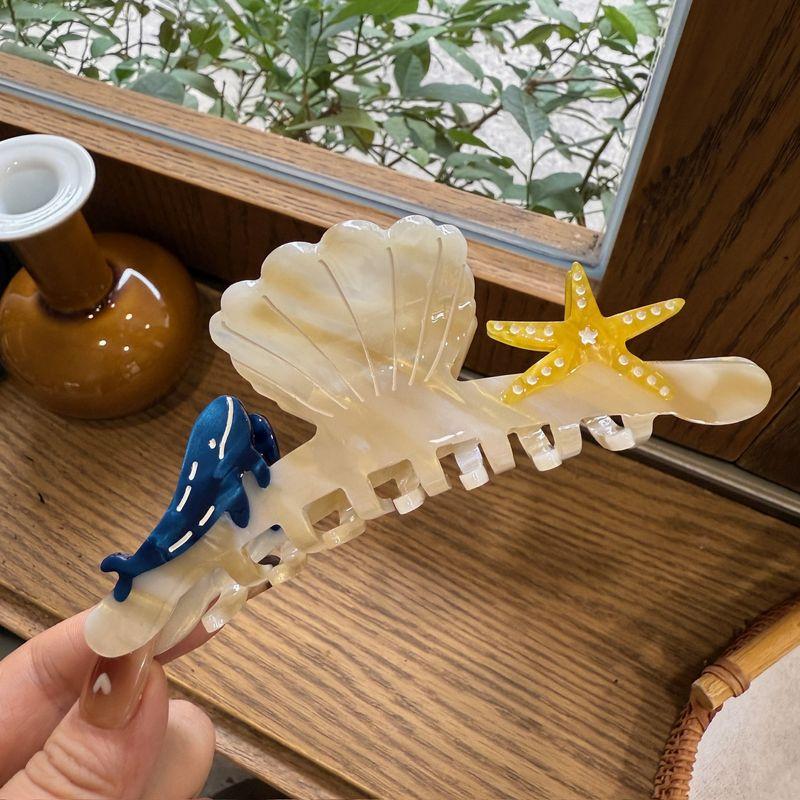 1 шт. Новая заколка для волос в виде дельфина, морской звезды, ракушки, милая и элегантная, текстурная, с темпераментом, легкая роскошь, зажим-акула