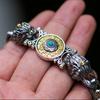 Новый серебряный браслет ручной работы Pixiu Jiugong Runner Bracelet ретро мужской и женский парный индивидуальный браслет подарок