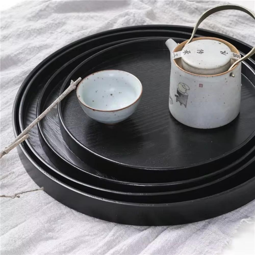 Круглый сервировочный поднос Деревянная тарелка для еды Кухонные аксессуары Поднос для чая Ресторан