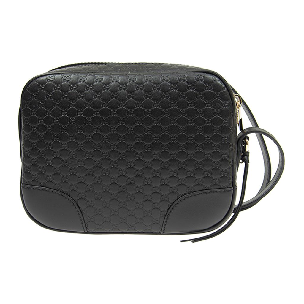 Gucci Monogram Logo Embossed Leather Camera Bag Women Shoulder Bag Black 449413-BMJ1G-1000