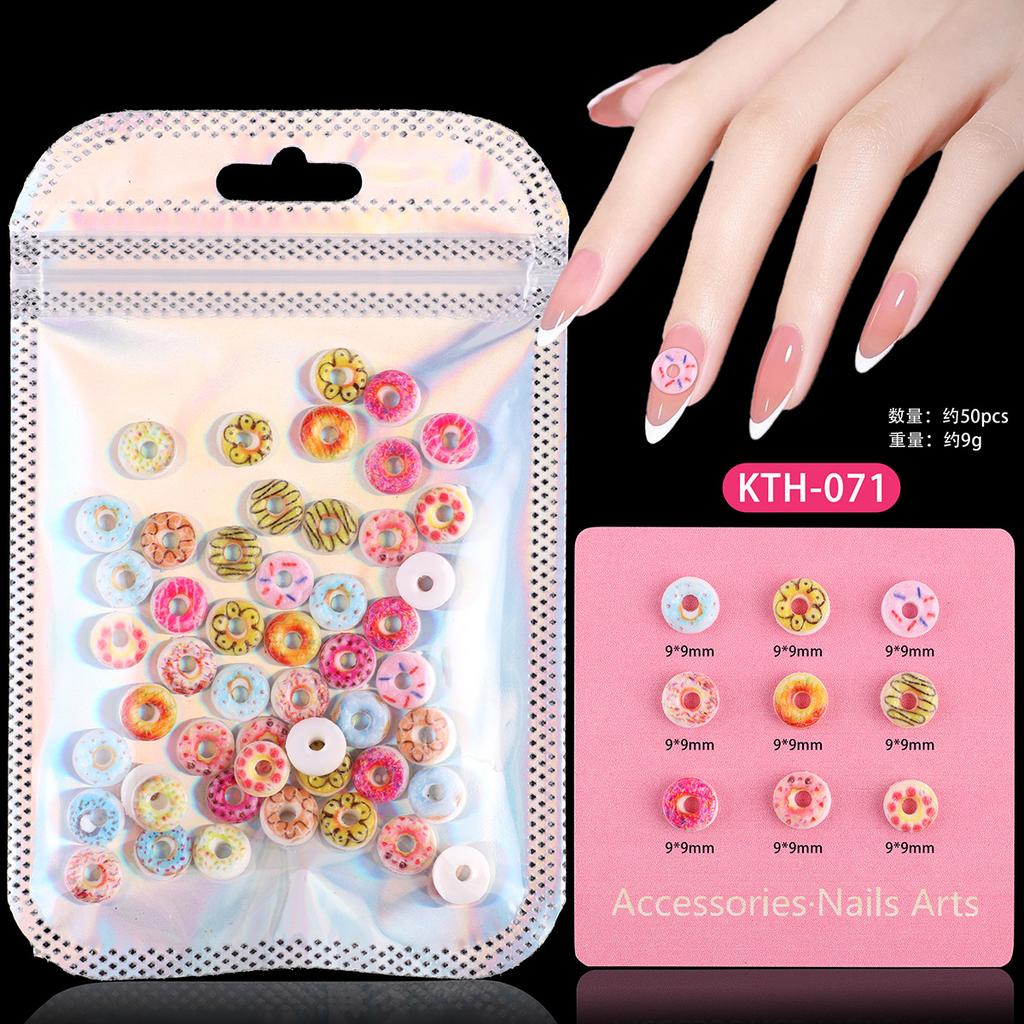 Nail Art Sweet Small Fresh Three-Dimensional Resin Candy Cookies Donuts Ice Cream Ice Cream Mixed Wear Nail Accessories