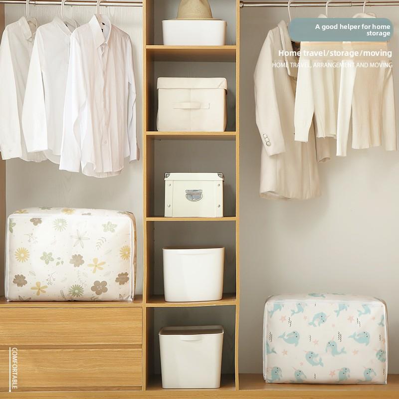 1pc Peva Printed Waterproof and Dust-Proof Quilt Storage Bag, Collapsible and Easy To Arrange,Blankets,Clothes,Bedding Store Bag