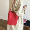 Летняя новая ретро однотонная сумка-ведро большой вместимости женская простая модная универсальная подмышечная сумка на плечо