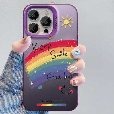 Подходит для чехла для мобильного телефона Apple 15promax Iphone14 Радужный смайлик 13pro Цвет Серебристый Матовый Xs Полное покрытие Жесткий