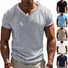 Мужская повседневная свободная дышащая футболка-henley с коротким рукавом в американском стиле