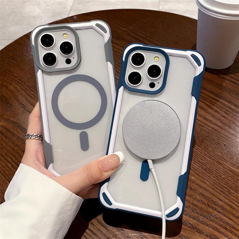 Luxury For Magsafe Wireless Charge Magnetic Case For iPhone 15 14Plus 13 12 11 Pro Max Heavy Armor Bumper Shockproof Clear Cover