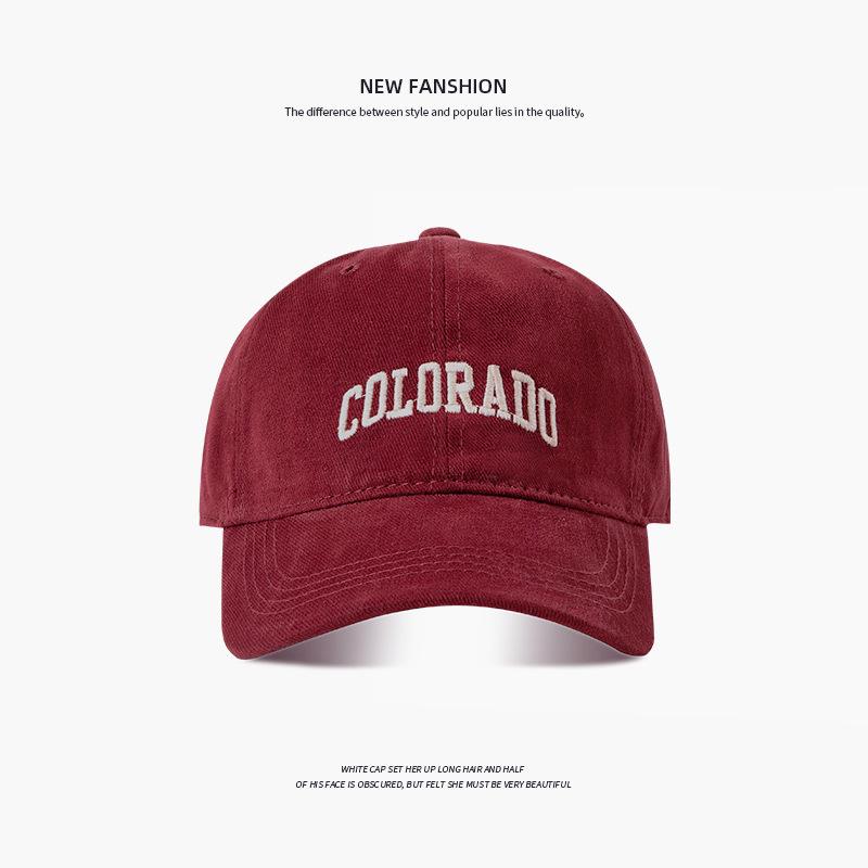 Women's Fashion Wide-Brim Embroidered Baseball Cap – Deep Coffee, Spring/Autumn, Japanese Style