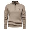 Gant Embroidered Stand Up Collar Cotton Men's Sweater Casual Half Zipper Solid Color Pullover High-quality Men's Knitted Sweater