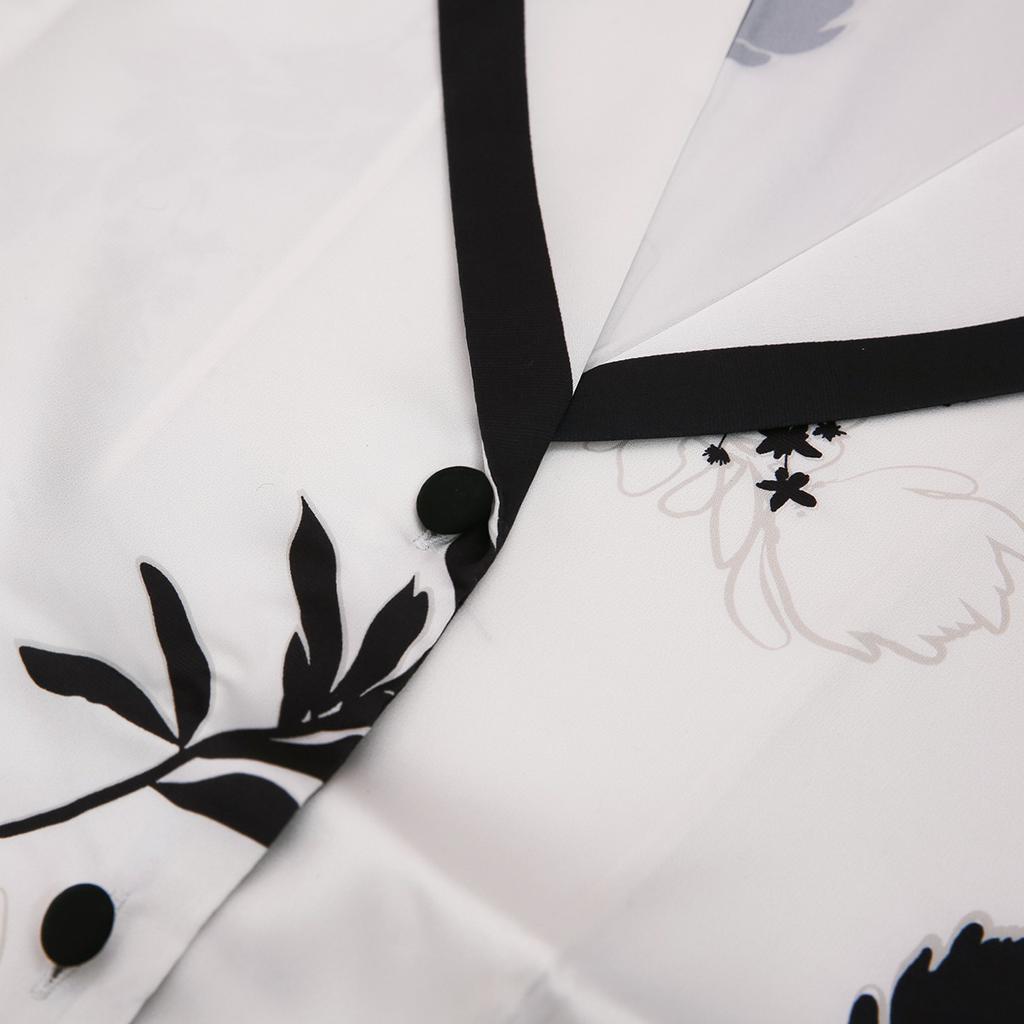 Новый кардиган Ice Silk с короткими рукавами, пижамный костюм для женщин, верхняя одежда на весну и лето, домашняя одежда с принтом и отворотами