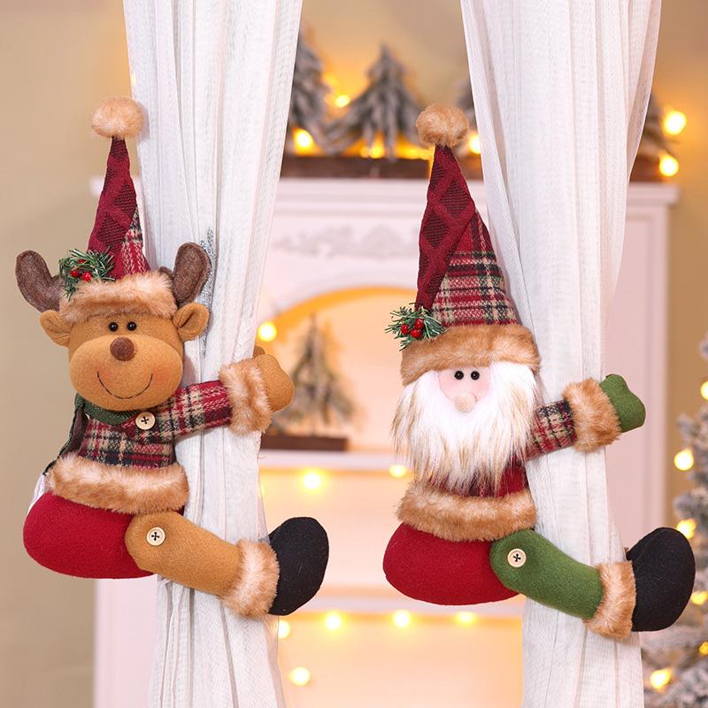 1PC Hat Designs with Sweaters Curtain Buckle Christmas Decorations Christmas Creative Curtain Clips Reindeer & Santa Snowman