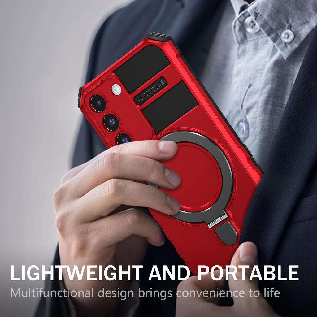 For Samsung Galaxy S22 5G Magnetic Case PC+TPU Phone Case Magnetic Finger Grip Kickstand Cover