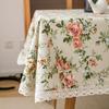 Country Style Floral Cotton Linen Tablecloth