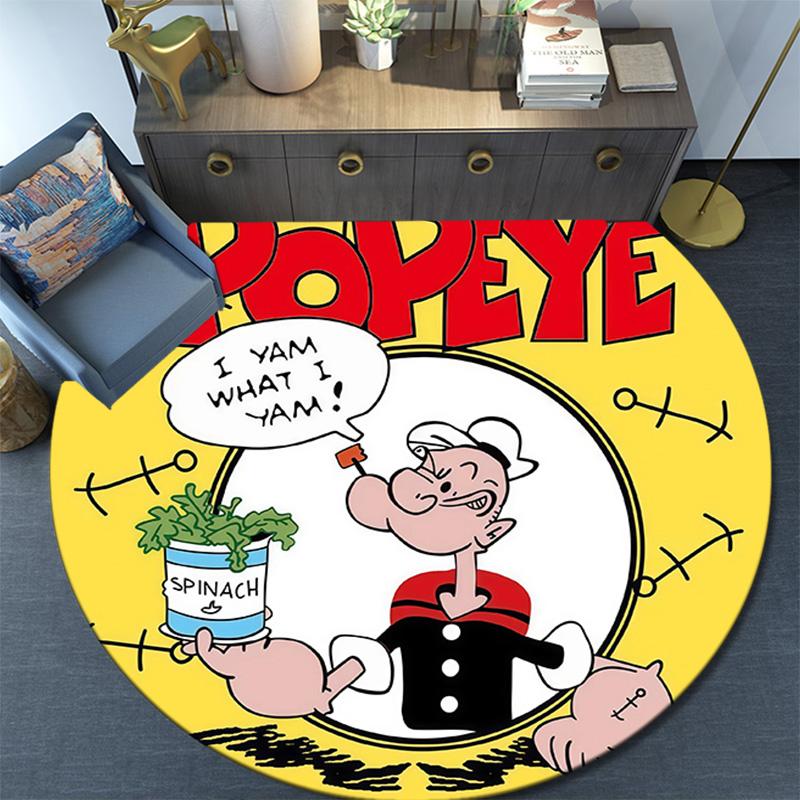Popeye the Sailor2 Round Area Rug,Carpet Rug for Living Room Bedroom Sofa Playroom Decor,Non-slip Floor Mat