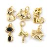 2 шт. Латунные Шармы с Фианитами, Позолоченные 18K, Подвески Животные Кошки Для DIY Ожерелья Браслета Изготовления Украшений Фурнитура