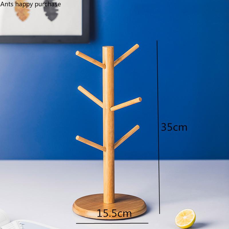 Деревянный подстаканник Прозрачный стеклянный стакан с ручкой Шестисекционный костюм Подстаканник для слива Кружка Перевернутая стойка для хранения Держатели для стаканов