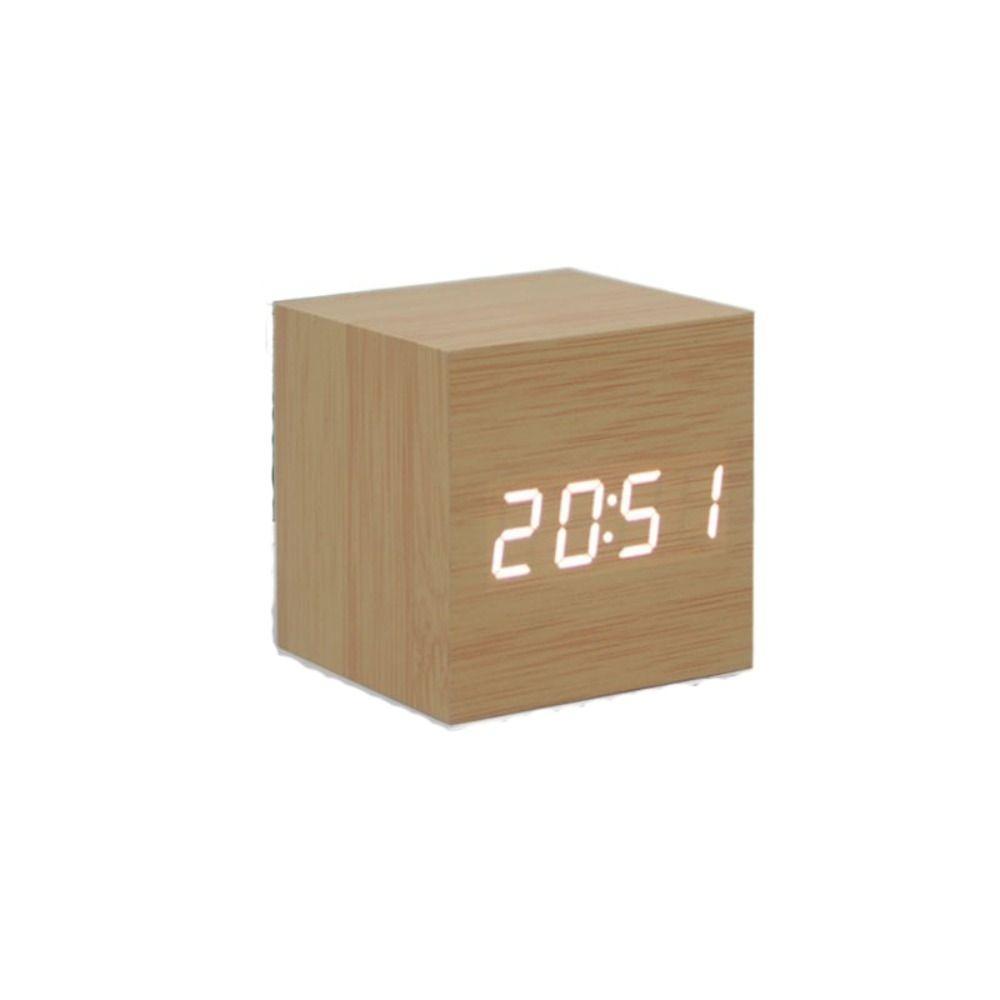 Голосовое управление квадратный цифровой светодиодный будильник ретро USB/AAA питание светящиеся часы деревянные многофункциональные настольные часы подарок