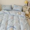 Cute Bear Washed Cotton Bed Four-piece Set Soft Skin-friendly Yellow Quilt Cover Bed Sheet Three-piece Set