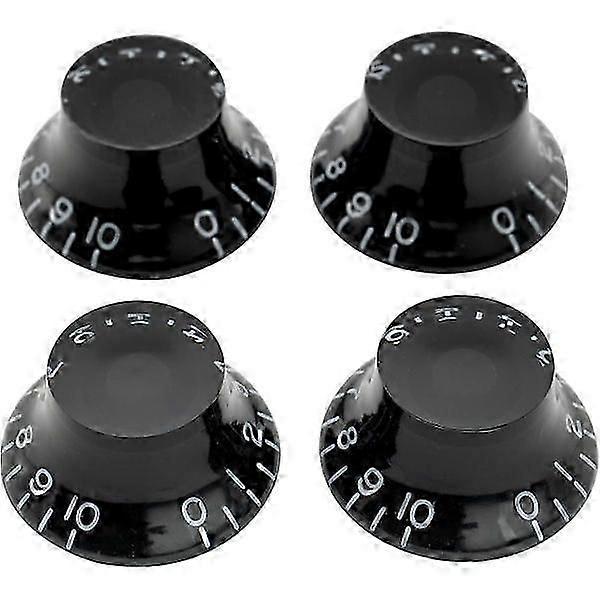 Pro Imperial Inch Size Bell Top Hat Knobs Compatible with USA Made Les Paul Style Electric Guitar, Black (Set of 4)