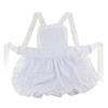 White Cotton Women Maid Apron Ruffle Hem Kitchen Solid Color Apron