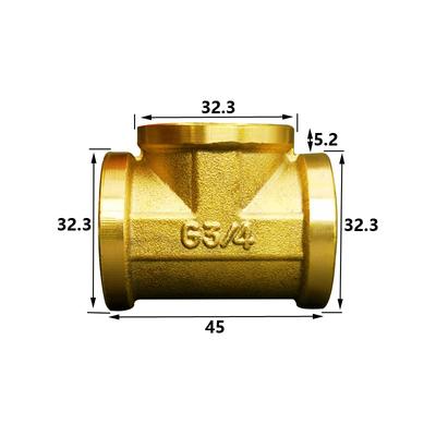 DN20 3/4" BSP Внутренняя резьба на Наружную резьбу 3-ходовой Тройник Латунный Трубный Фитинг Соединитель Переходник Для Воды Топлива Газа
