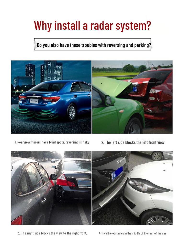 Front & Rear Radar with RAV4 Rongfang Instrument Display for 22 Models