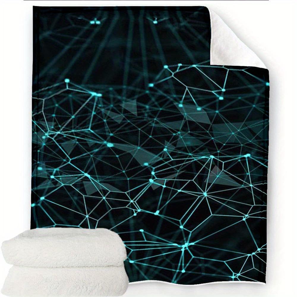 Neon Glow Art Print Blanket - Large Square Polyester Fleece Throw for Sofa, Bed, Picnic, and Travel - Soft, Cozy, and Lightweigh