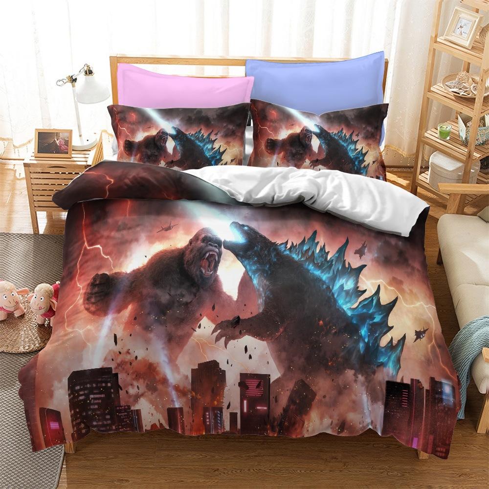 3D Printing Monsters G-Godzillas Bedding SetVS KingKongs Duvet Cover Set with Pillowcase 2/3pcs Quilt covers Twin Queen Single