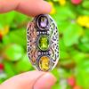 Natural Peridot, Citrine Gemstone 925 Sterling Silver Gift Ring Size 9 U5t27