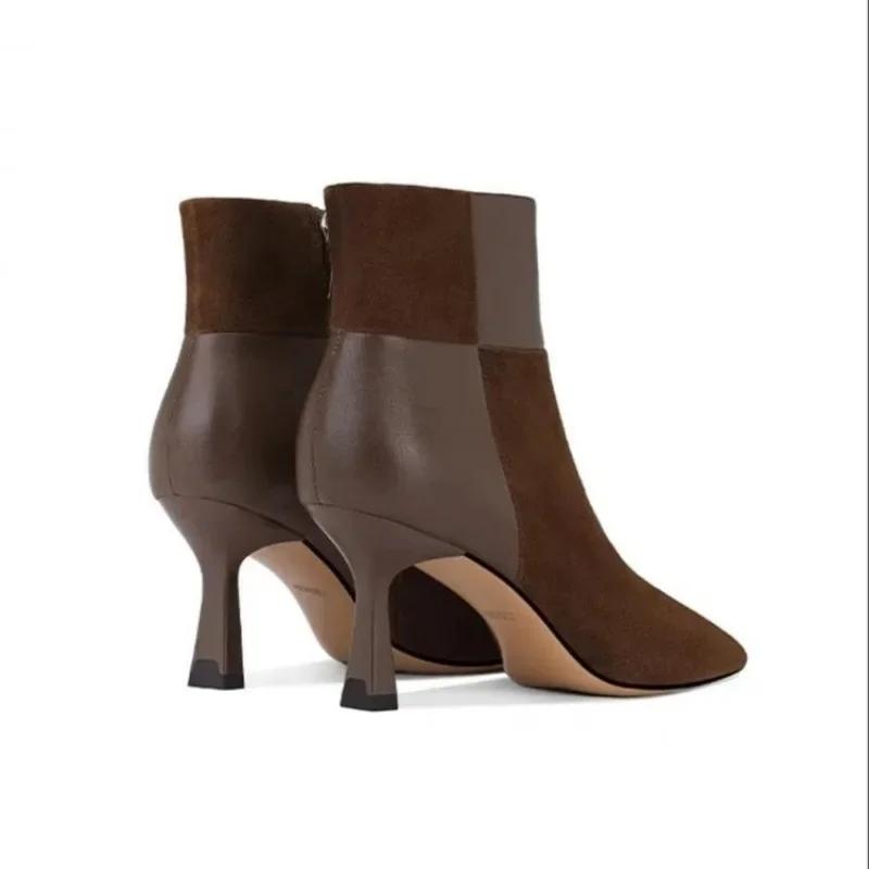 2024 Модные популярные женские ботинки весна-осень на тонком каблуке с острым носком, профессиональная верхняя одежда, женские ботинки темперамента