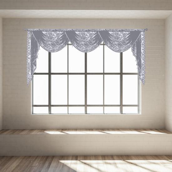 Black Beaded Lace Waterfall Valance Lightweight Breathable Easy Installation Luxurious Small Window Semi Sheer Swag Waterfall Valance