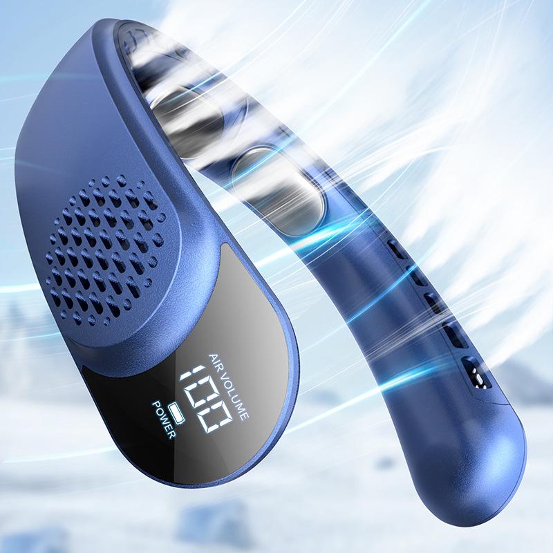 Bladeless Quad-Core Neck Fan: Portable, USB Rechargeable, High Wind Power for Outdoor Sports