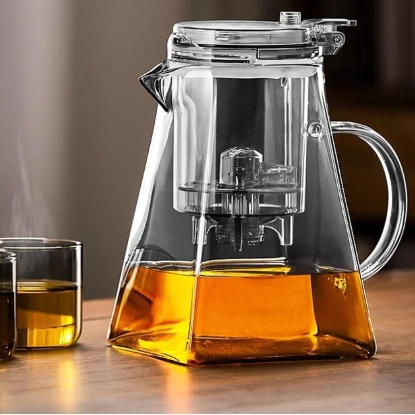 Glass Tea Pot Chinese High Temperature Tea Separation Brew Teapot High Borosilicate Pure Color Simple Teapot Tea Cup
